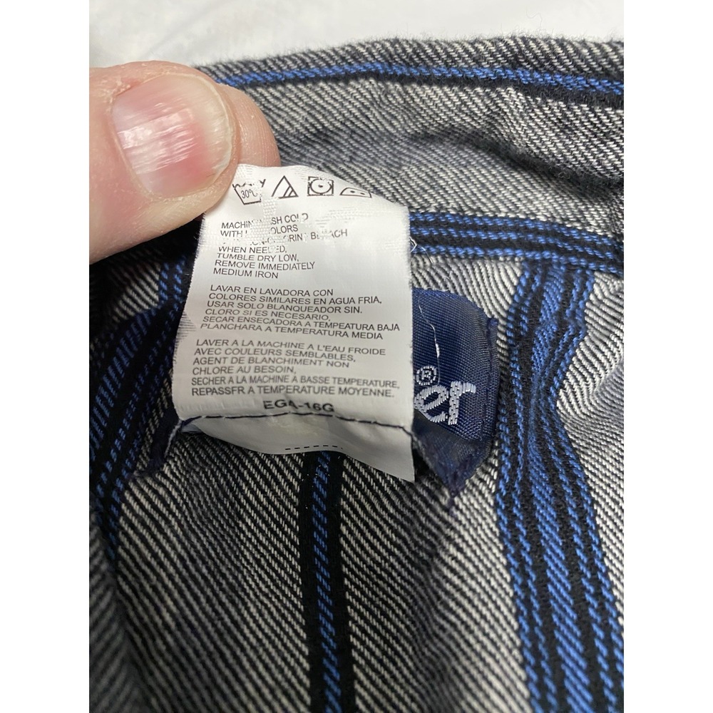 Wrangler Mens XL Western Snap Shirt Gray Blue Striped Pearl Snap Cowboy - Picture 9 of 10